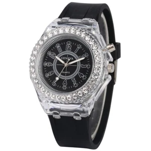 Mode Band Sport Männer Frauen Armbanduhr LED Hintergrundbeleuchtung Kristall Quarz Silikon - Bild 1 von 21