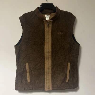 LL Bean Fleece Womens Large Brown Sleeveless Full Zip Vest Country Hunting - Image 1 of 4
