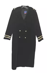 Vtg Drizzle Black Velvet Statement Coat Maxi Opera USA Sz 10 Military Epaulets - Picture 1 of 21