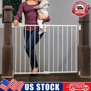 Extra Wide 2-in-1 Stairway Hallway Baby Safety Gate Pet Dog Fence w/Mounting Kit - Picture 1 of 11
