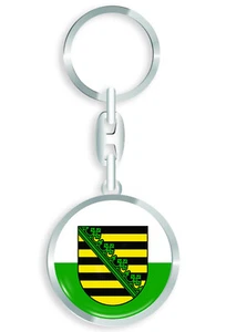 Sachsen Schlüsselanhänger -Fahne Wappen  Edle Ausführung + Auto Aufkleber - Bild 1 von 6