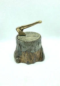 Vintage Bronze Soviet Figurine Stump and Ax Rare Souvenir NIMOR Ashtray USSR 80s - Picture 1 of 12