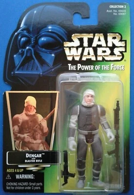 Star Wars POTF Dengar con Rifle Bláster, Lámina Adhesiva Tarjeta Verde Foto 1 de 4
