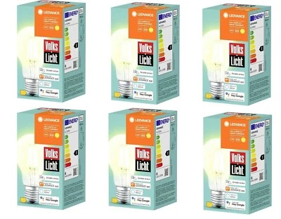 6x LEDVANCE LED Glühlampe Filament klar 6W=60W E27 +smart+ EEK:E (Spek A-G) - Bild 1 von 4