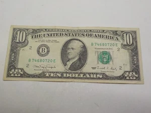 RARE VINTAGE 1990 10$ DOLLAR BILL B74680720E FANCY SERIAL NUMBER, NEW YORK - Picture 1 of 4