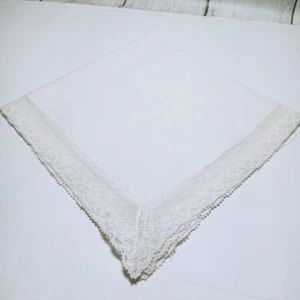 Vintage Laced Trim Handkerchief Cottagecore White Hankie (lbba) - Picture 1 of 6