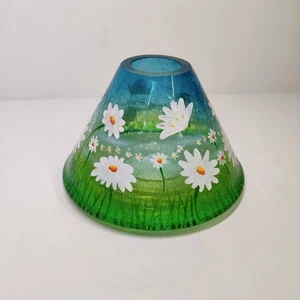 2012 Yankee Candle Painted Daisy Crackle Glass Shade Topper - Picture 1 of 5