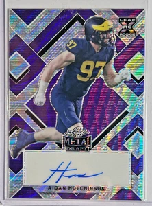 Aidan Hutchinson AUTO~RC #/20 Leaf Metal Purple 2021 Rookie Autograph Michigan - Picture 1 of 2