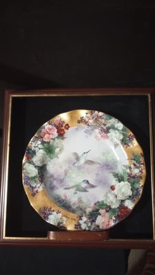 Vintage, Bountiful Beauty, Lena Liu, Wood Frame Collector Plate, 2000, 11x11in,  - Image 1 of 4