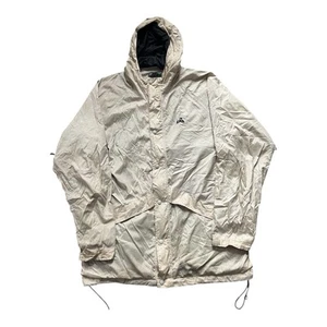 Vintage 90s EMS Eastern Mountain Mens Large Windbreaker Rain Jacket Beige - Picture 1 of 15