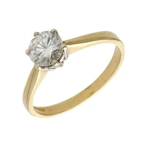 Anillo solitario moissanita de oro amarillo de 9 quilates de segunda mano tamaño: oro N de 9 quilates para ella - Imagen 1 de 2