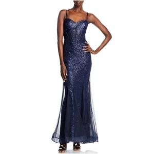 Abito vestito sirena corsetto paillettes blu Aqua donna taglia 14 nuovo con etichetta - Foto 1 di 10