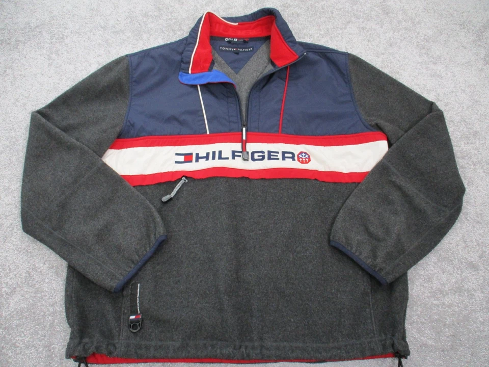 Tommy Hilfiger Pullover Para Hombres XL Polar Parada en Frío Spellout Chaqueta Defecto Foto 1 de 4