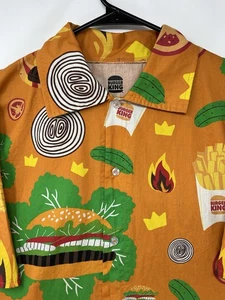 Burger King Button Up Hawaiian French Fries Hamburger Men's Small Shirt Promo - Picture 1 of 7