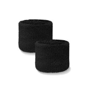 Solid Black Wrist Sweatbands - 2.5" L x 3" Wide 2 Wristbands per pack. - Picture 1 of 1