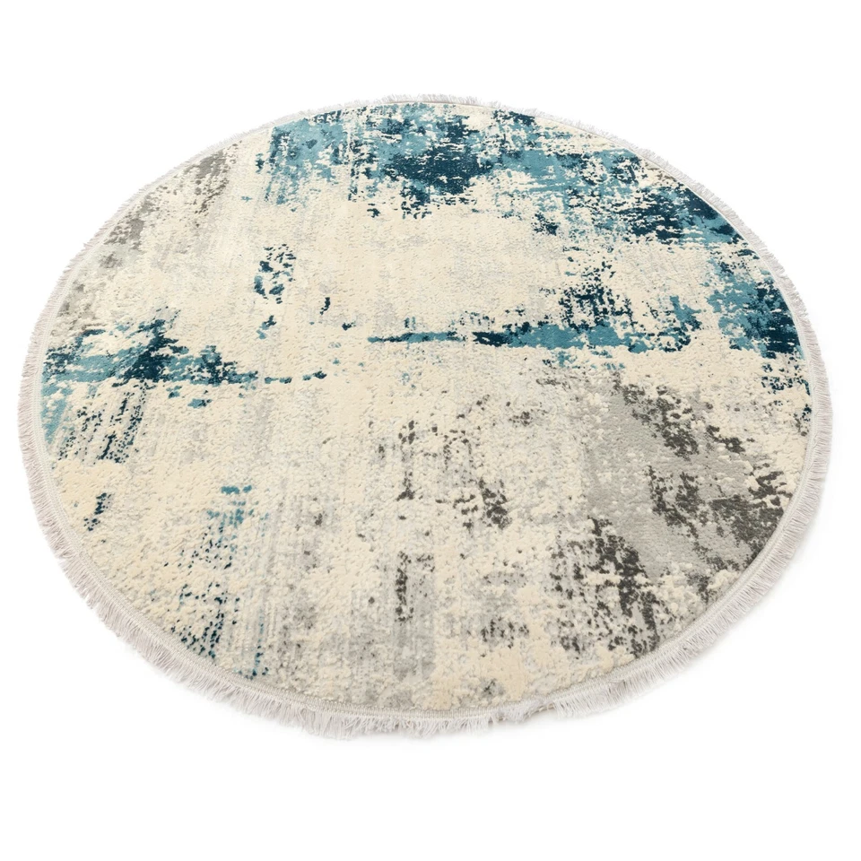 5'0 x 5'0 ft. Turkish Handmade Contemporary Polyester Modern Area Round Rug - Image 1 of 1