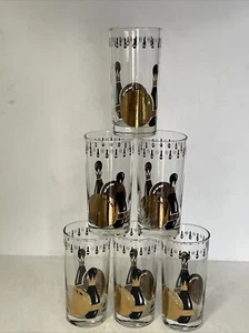 Vintage 6er Set Bowling Thema Cocktail Gläser Kühler Becher Hiballs - Bild 1 von 8
