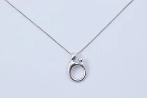 NICE 14K White Gold Kaynar Mother & Child Family Pendant w/ Necklace - Picture 1 of 6