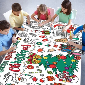 2025 Christmas Giant Coloring Poster Tablecloth Kids DIY Coloring Banner GIFTS - Picture 1 of 9