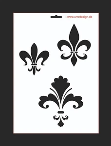 Wandschablone Maler T-shirt Schablone W-199 Fleur de Lis ~ UMR Design - Picture 1 of 1