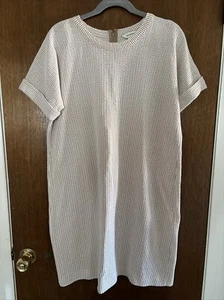 club monaco short sleeve boxy textured striped dress sz xl cotton blend comfy - Picture 1 of 9