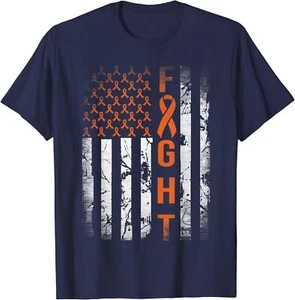 Leukemia Ribbon Fight American Flag Awareness Gift Unisex T-Shirt - Picture 1 of 6