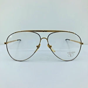 NEW VINTAGE Valentino Mod. 305 Aviator Eyeglasses C. OB Gold 61-12mm Made Italy - Picture 1 of 14