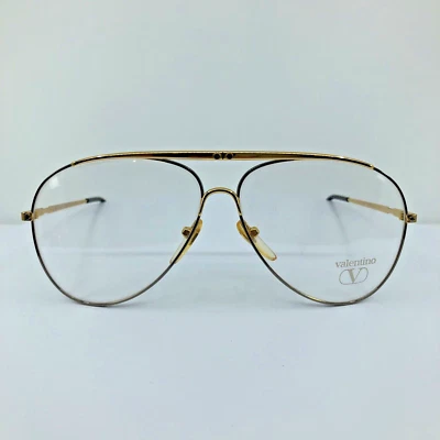 NUEVO VINTAGE Valentino Mod. 305 Gafas Aviador C. OB Dorado 61-12mm Hecho en Italia Foto 1 de 4