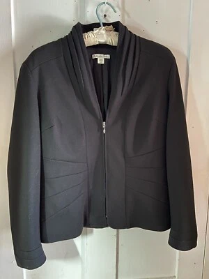 Jaqueta Coldwater Creek tamanho 10 blazer ponte preta xale colarinho carreira zíper jersey - Imagem 1 de 4