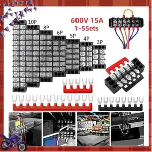 US Dual Row 3-12 Positions 600V 15A Screw Terminal Block Terminal Barrier Strip - Picture 1 of 18