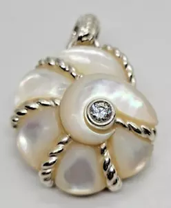 JUDITH RIPKA SIGNED STERLING SILVER PENDANT/ENHANCER MOTHER OF PEARL - Picture 1 of 6