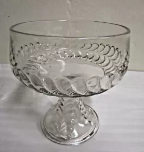 Compota Vintage Cristal Transparente Trenza Patrón 7 1/2" H x 6 1/2" D Como Nueva - Imagen 1 de 5