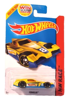 Hot Wheels #153 HW Race-Thrill Racers 2014 FORMUL8R variante amarilla con Pr5Sp negro Foto 1 de 4