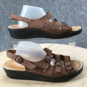 Fly Flot Sandals Womens 41 Dale Open Toe Buckle Strap Slingback Brown Leather - Picture 1 of 18