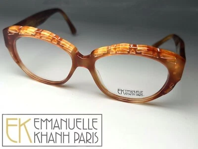 Vintage Emmanuelle Khanh Eyglasses 2297M-17 Amber Oval 52-16 Hand Made In France - Image 1 of 4