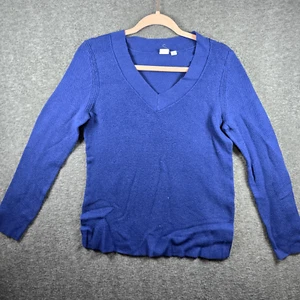 Suéter Suéter GAP Mujeres M Azul Cobalto Brillante Cuello en V Patrón Waffle Bella V - Imagen 1 de 10