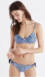 NUEVO CON ETIQUETAS $250 Mara Hoffman Listello Talla M Bralette y Talla S Corbata Parte Inferior Medianoche - Imagen 1 de 9