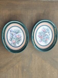 Homco Don Kent â€˜94 Home Interior Pictures Hummingbird Pair Green Gold Frame Pink