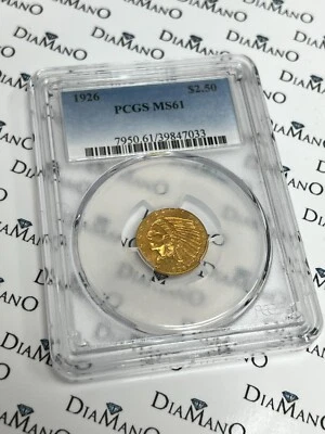 1926 GOLD G$2.5 Gold Indian Head Coin PCGS MS61 - See Video - Image 1 of 4