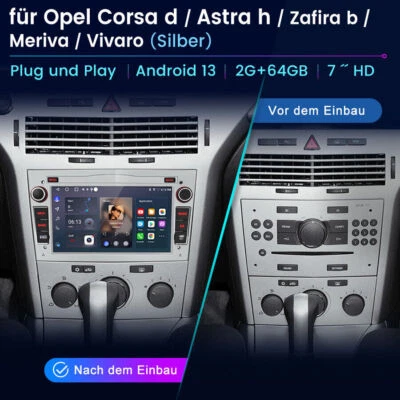2+64G Android 13 Autoradio Für Opel Astra H Meriva A Corsa C D DAB+ Carplay GPS - Bild 1 von 4
