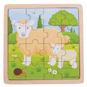 Bigjigs Toys Chunky Wooden Sheep & Lamb Educational Jigsaw Puzzle - Picture 1 of 2