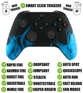 Controlador modificado Blue Flames Silent Modz Smart Click Triggers para Xbox y PC - Imagen 1 de 2