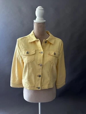 Chaqueta vaquera corta amarilla One World talla M manga 3/4 abotonada para mujer Foto 1 de 4
