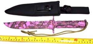 13.75" Hunting Survival Knife with Survival Kit - PINK CAMOUFLAGE - Picture 1 of 5