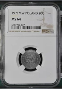 Poland 20 Groszy 1971 MW NGC MS 64 - Picture 1 of 2
