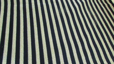 BLACK, GOLD METALLIC STRIPES  Semi-Sheer STRETCHY 1 yd 28 in X 76 Wide  FABRIC - Image 1 of 4