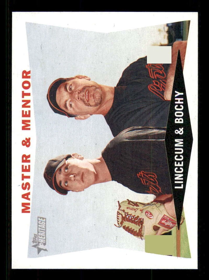 2009 Topps Heritage #7 Tim Lincecum Bruce Bochy San Francisco Giants Master Ment - Image 1 of 2