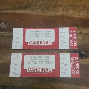 College Football Ticket Pair of 2 Stanford 1998 - 9/5 - San Jose State Full - Picture 1 of 4