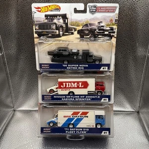 Hot Wheels Premium Team Transport 3 Pack #7, #8, #9 Datsun, Skyline, Super Nova - Picture 1 of 7