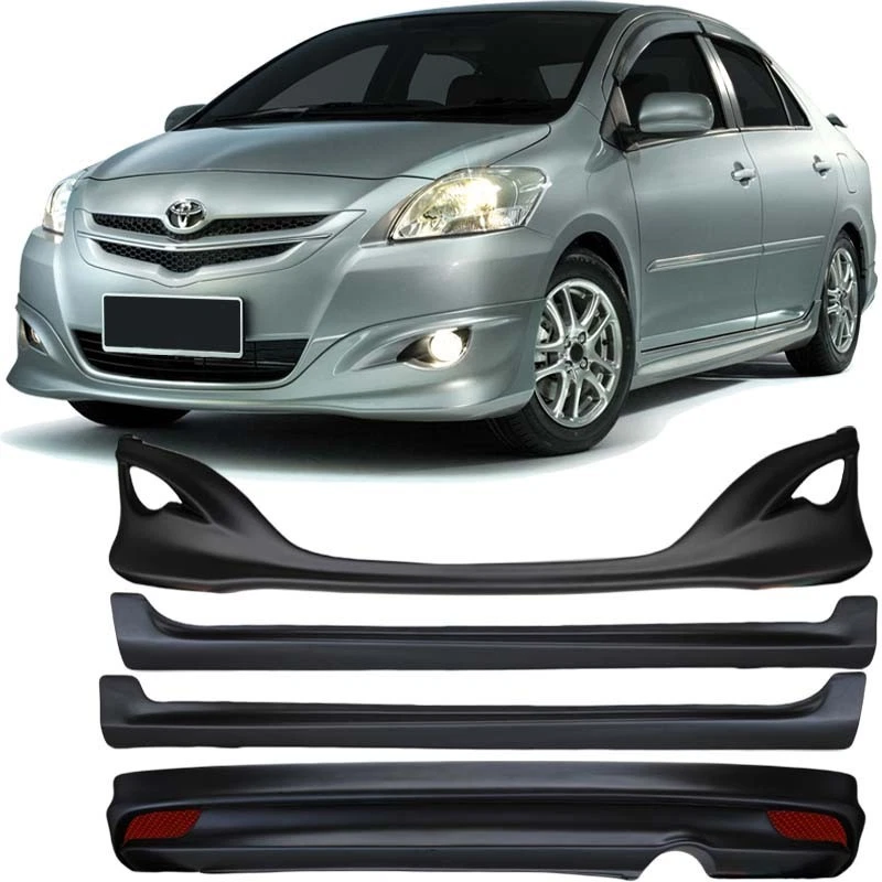 For 2007-2012 Toyota Yaris 4PC Front+Rear Bumper+Side Skirts TRD Style Body Kit Foto 1 de 4